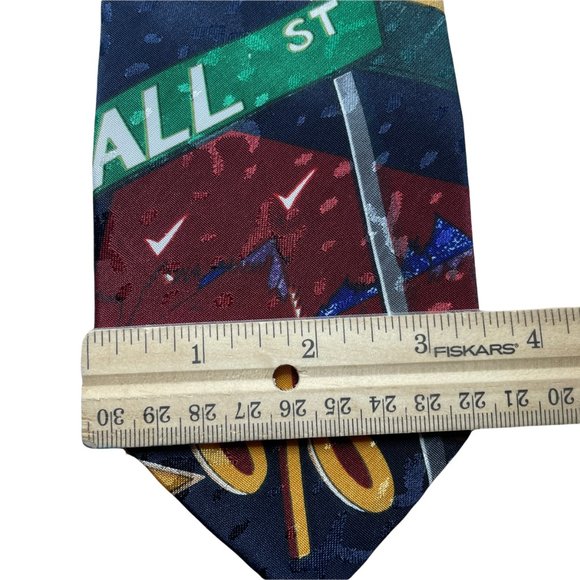 Keeps USA | Men's Blue Abstract Wall Street Stocks Polyester Neck Tie - Picture 2 of 3